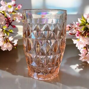 Jeanette Pink Windsor Diamond Depression Glass Tumbler. EVC